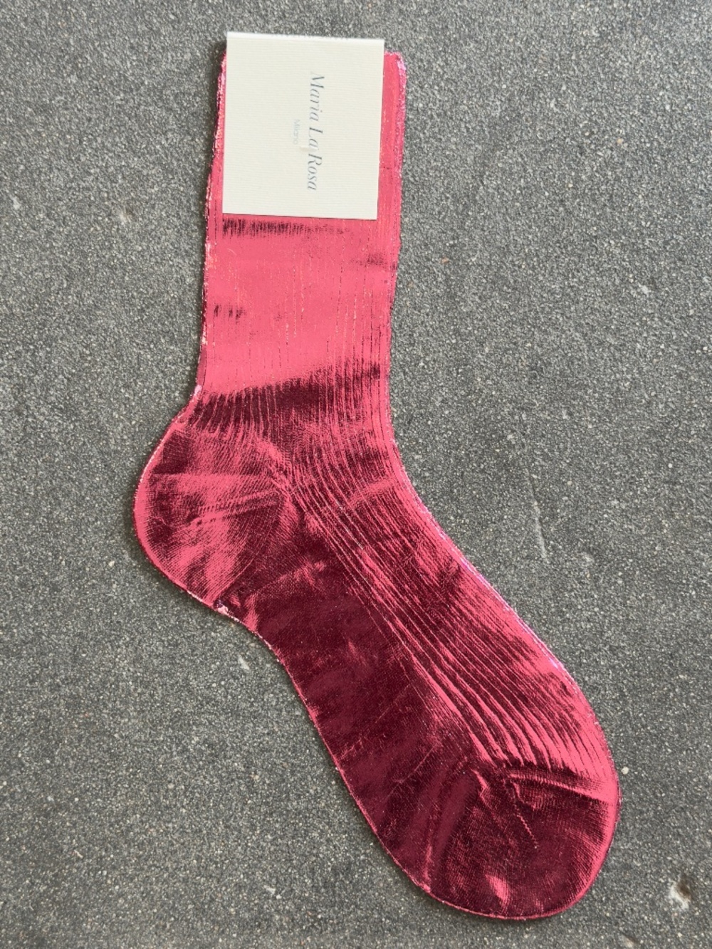 Maria La Rosa Laminated Silk Socks in Dusty Pink